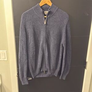 Canali full zip sweater. Navy color. Light use.